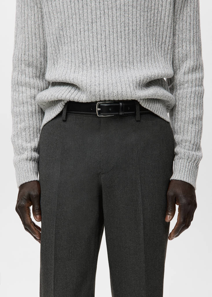 Slim-fit flannel trousers — Dark Heather Grey