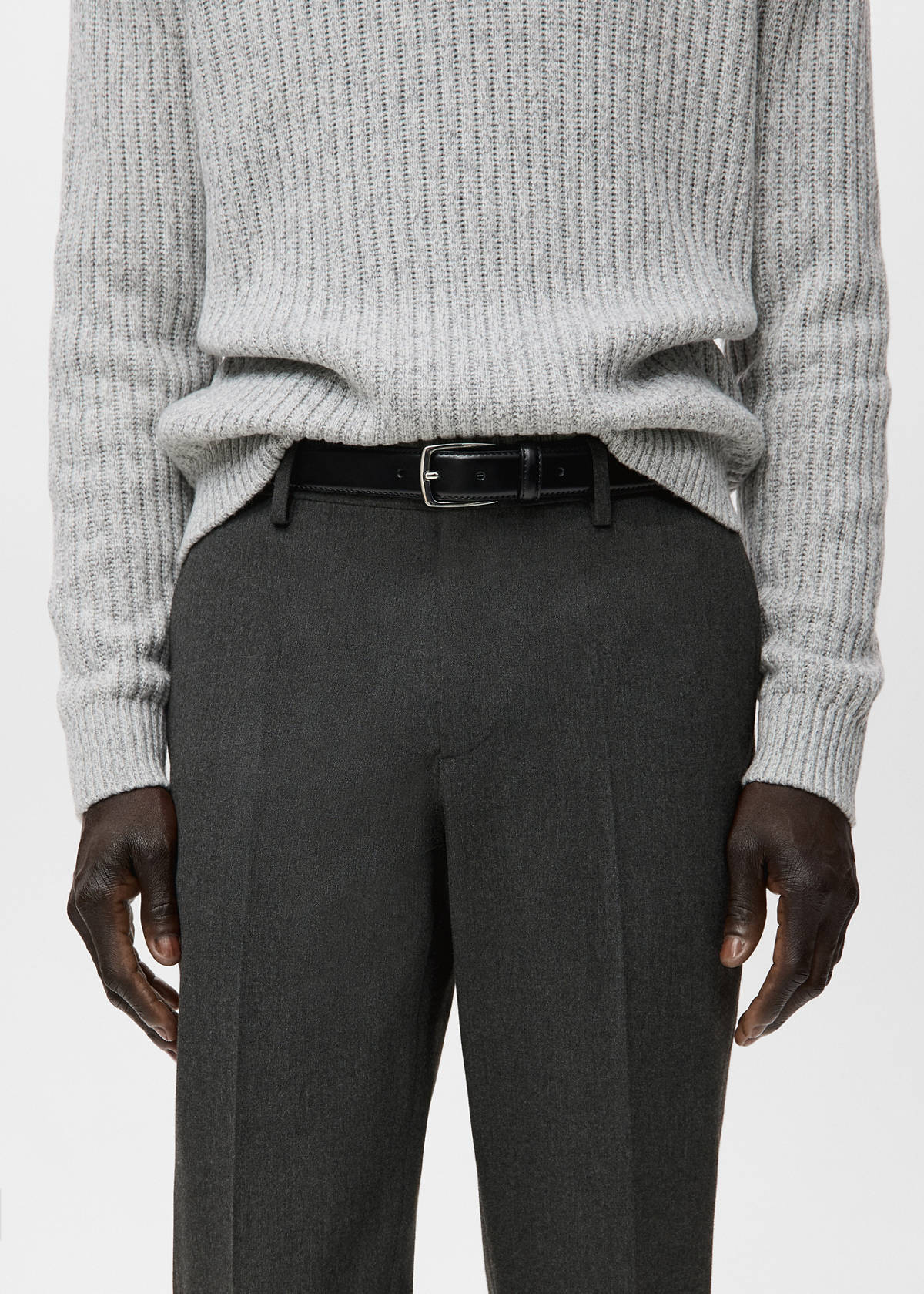 Slim-fit flannel trousers — Dark Heather Grey