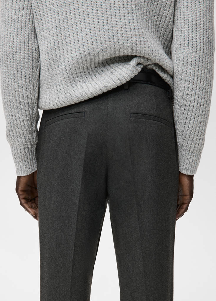 Slim-fit flannel trousers — Dark Heather Grey