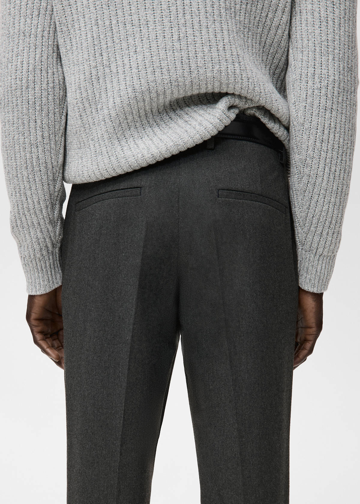 Slim-fit flannel trousers — Dark Heather Grey