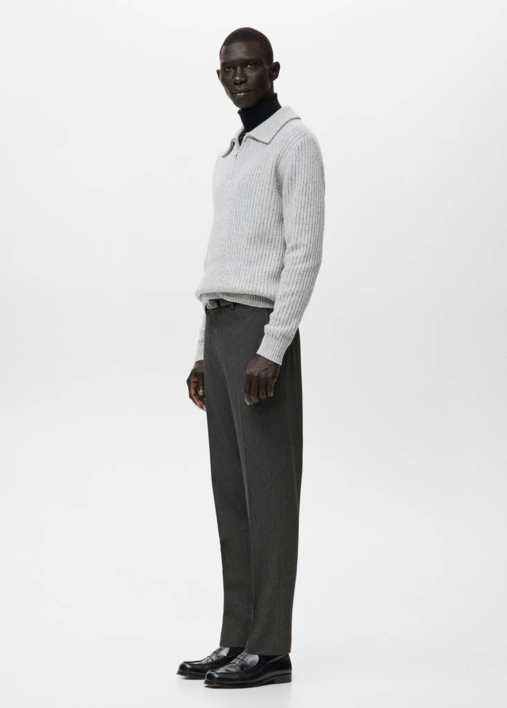 Slim-fit flannel trousers — Dark Heather Grey