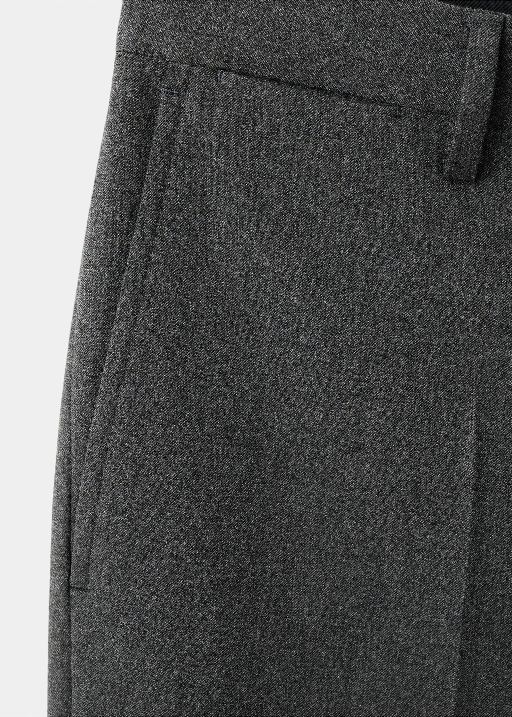 Slim-fit flannel trousers - Details of the article 8, Dark Heather Grey. Ref: 27091256-00.