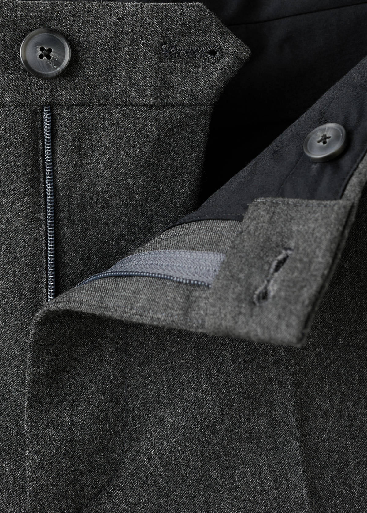 Slim-fit flannel trousers — Dark Heather Grey
