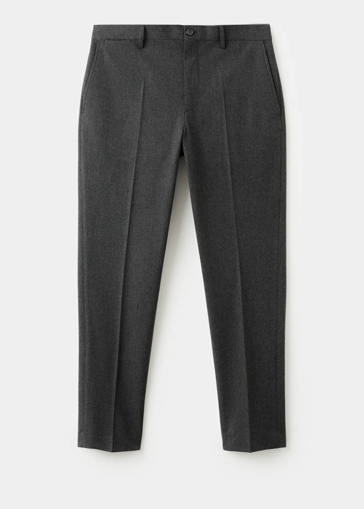 Slim-fit flannel trousers — Dark Heather Grey