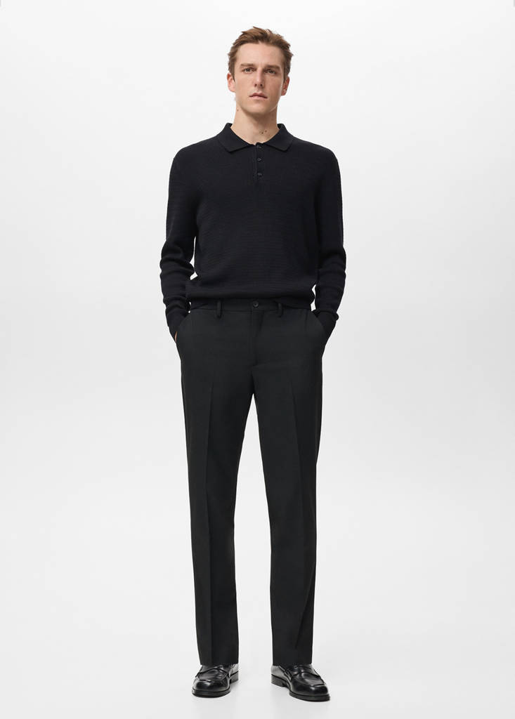 Slim-fit flannel trousers — Black