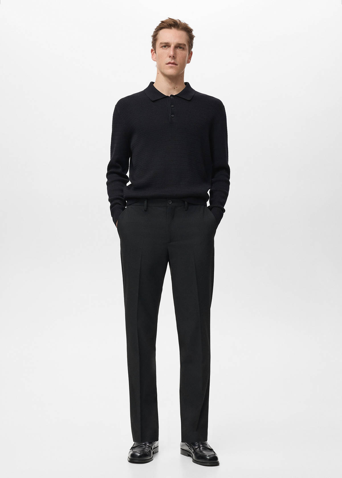 Slim-fit flannel trousers