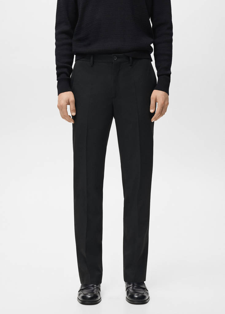 Slim-fit flannel trousers — Black