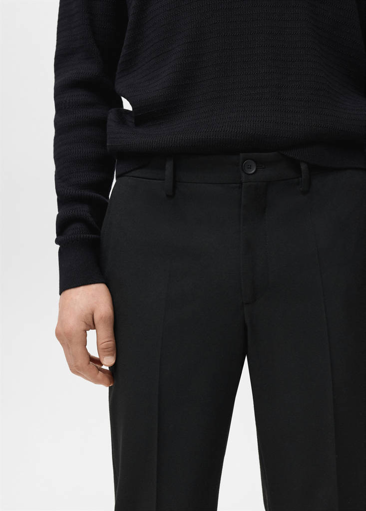 Slim-fit flannel trousers — Black