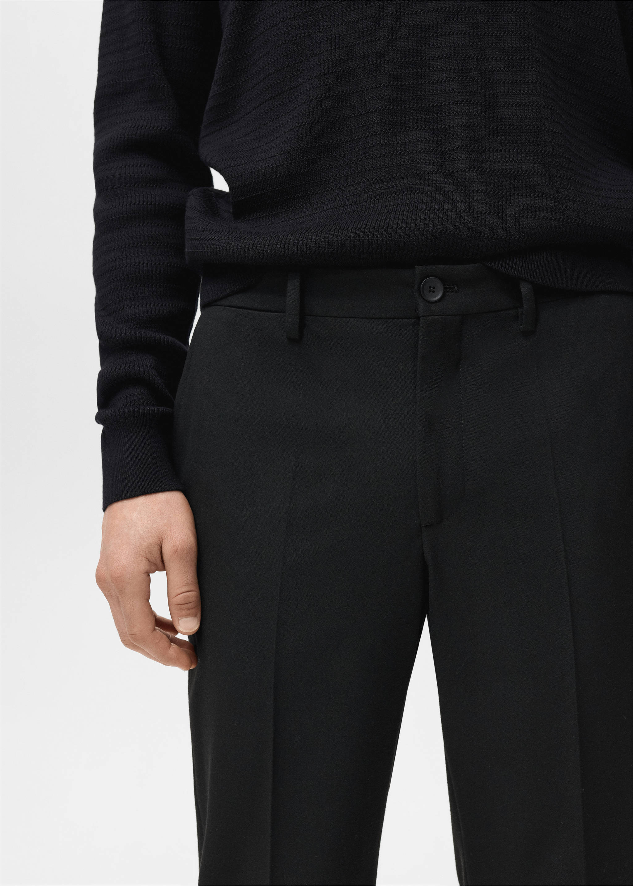 Slim fit flanel pantolon - Ürün detayı 1, Siyah. Ref: 27091256-00.