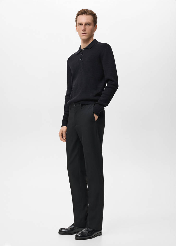 Slim-fit flannel trousers — Black