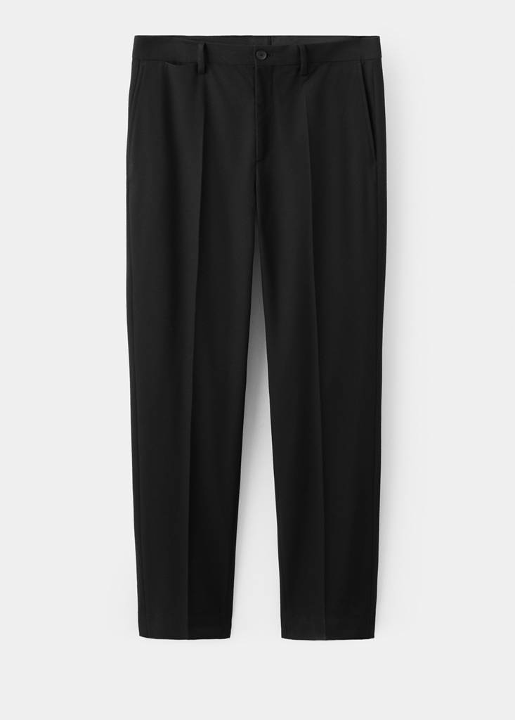 Slim-fit flannel trousers — Black