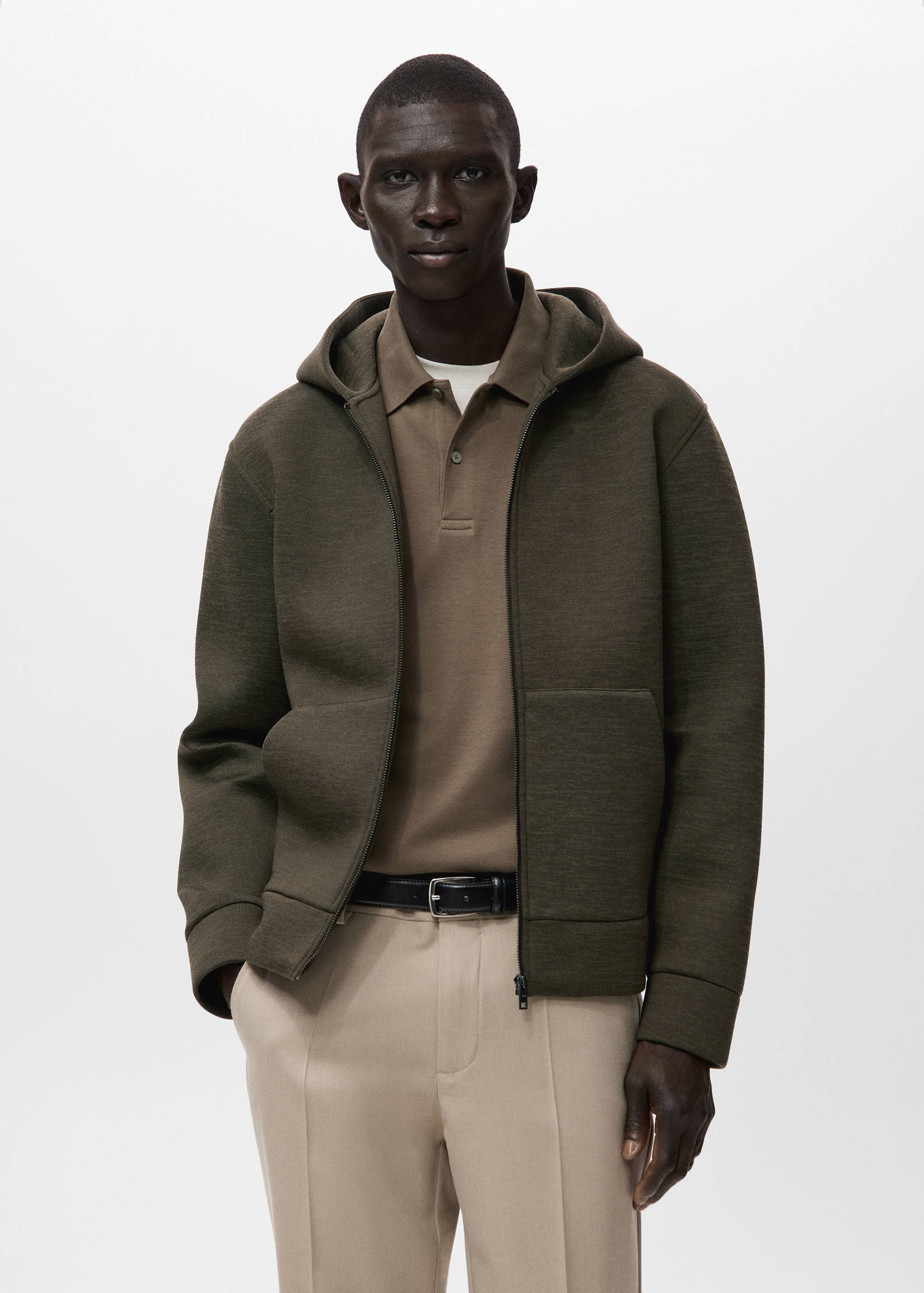 Neoprene effect zip-up sweatshirt - Medium plane