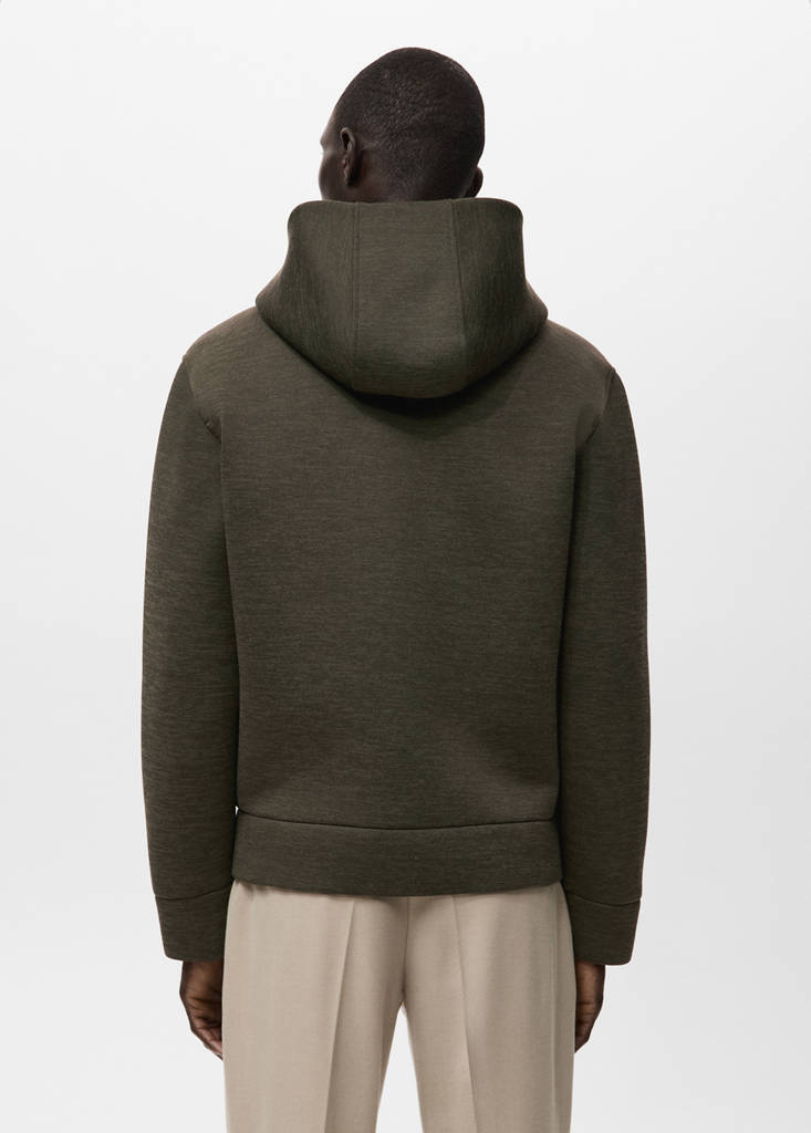 Neoprene effect zip-up sweatshirt — Khaki