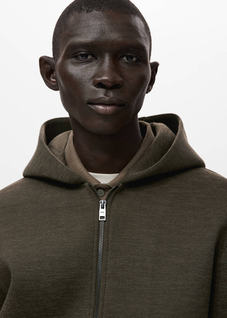 Neoprene effect zip-up sweatshirt — Khaki