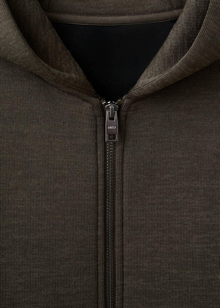 Neoprene effect zip-up sweatshirt — Khaki