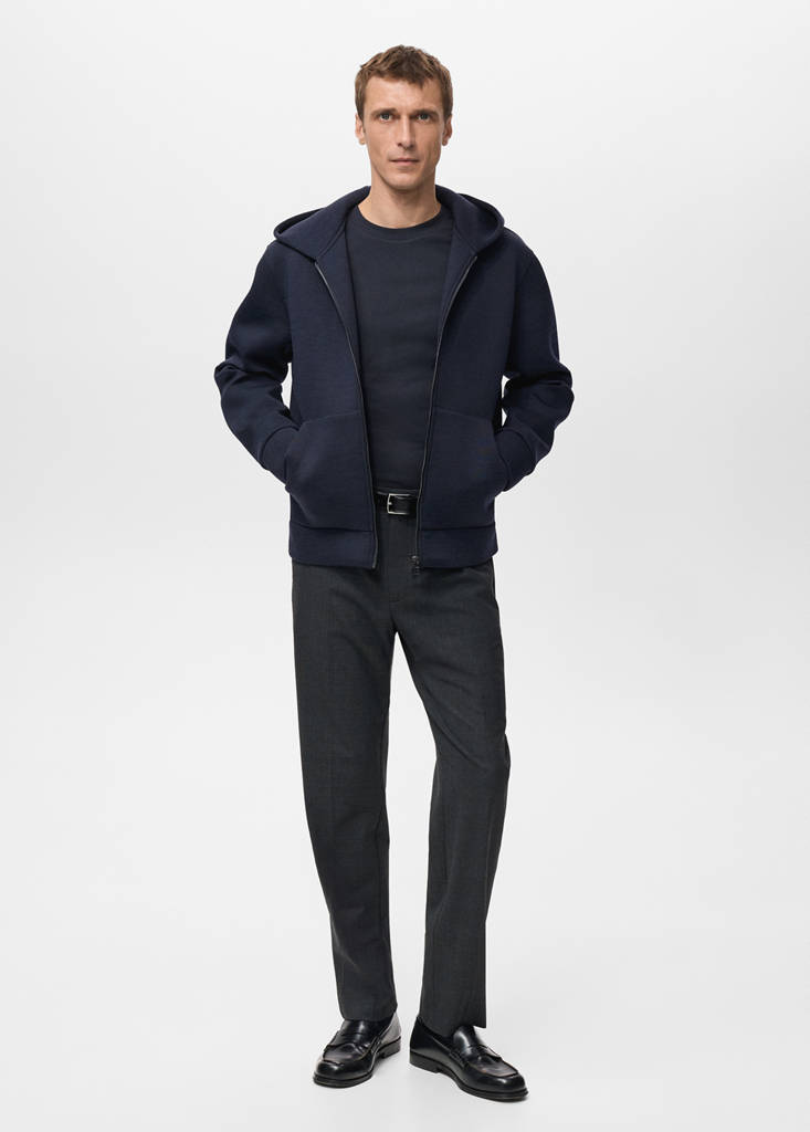 Neoprene effect zip-up sweatshirt — Navy