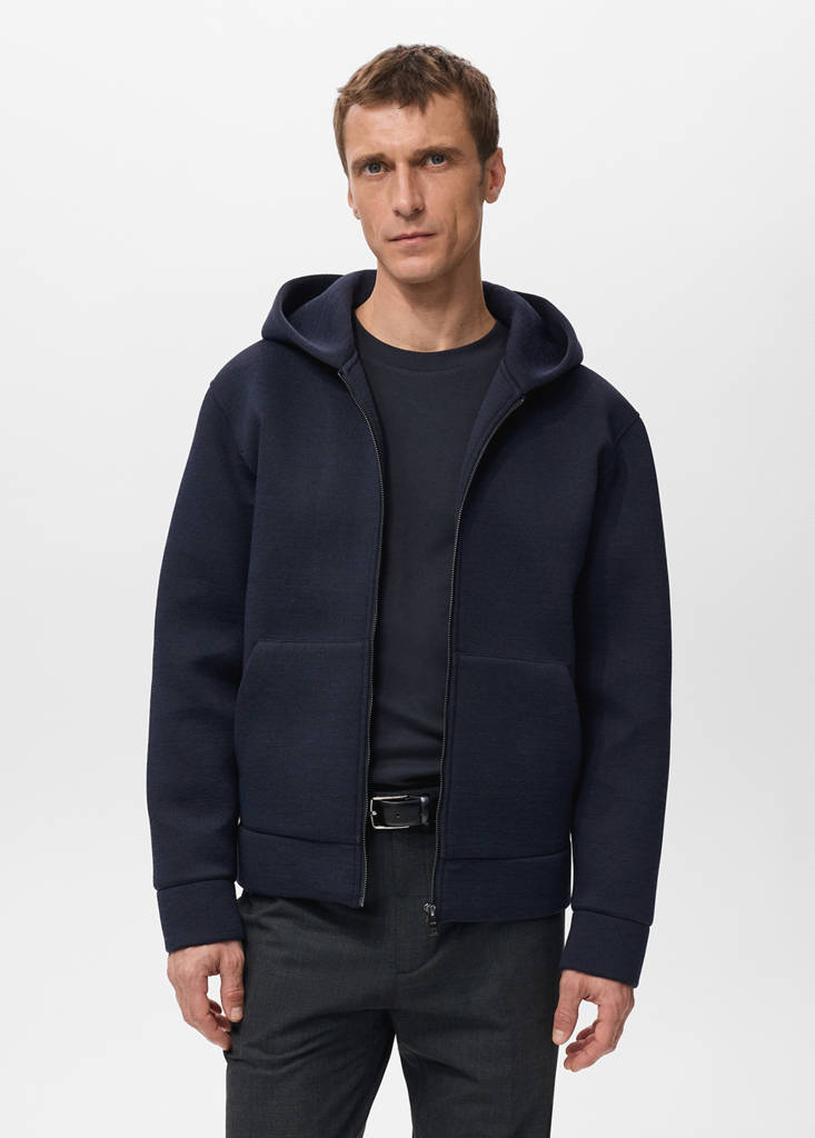 Neoprene effect zip-up sweatshirt — Navy