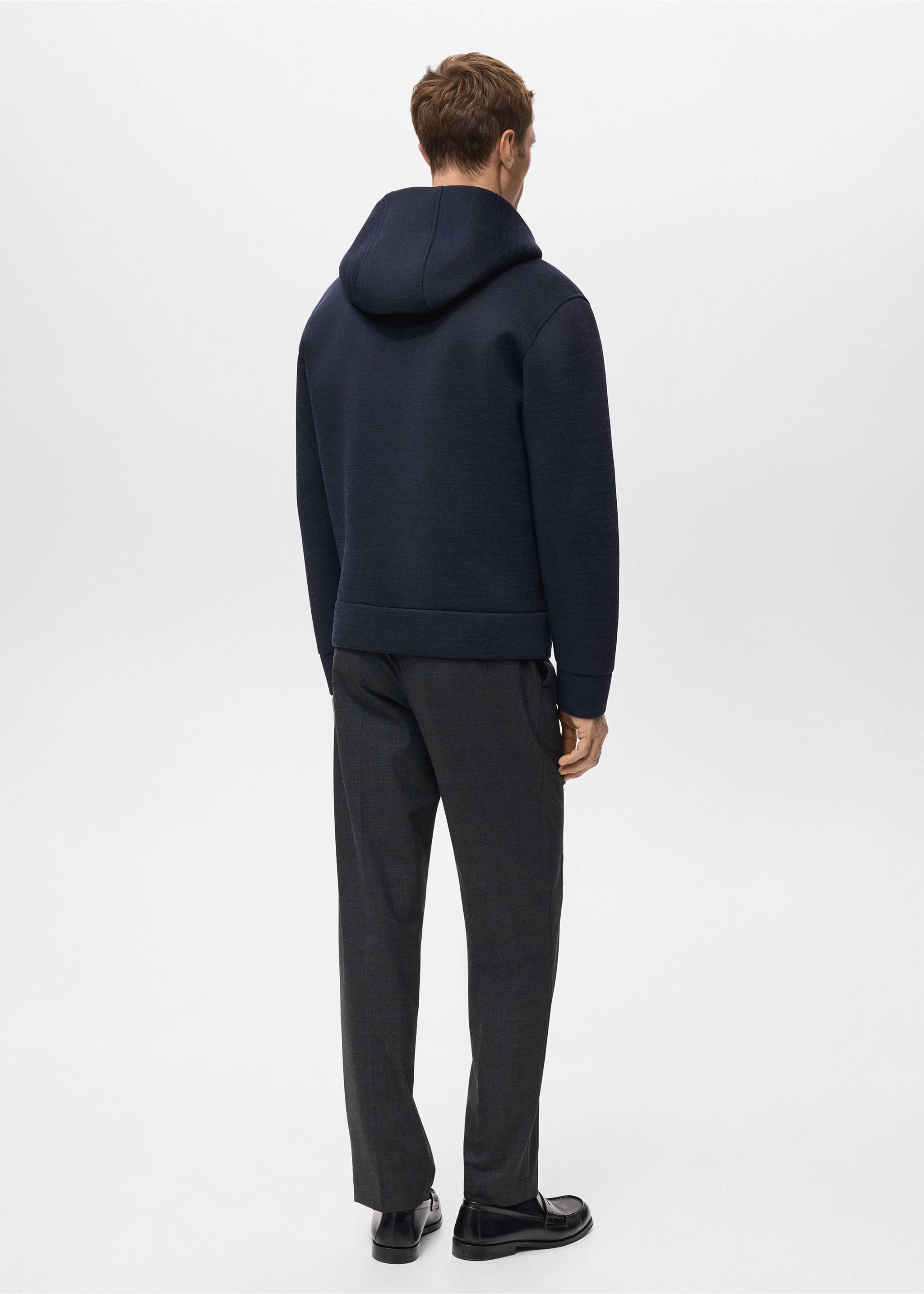 Neopren görünümlü fermuarlı sweatshirt - Ürünün arkası, Lacivert. Ref: 27091257-00.