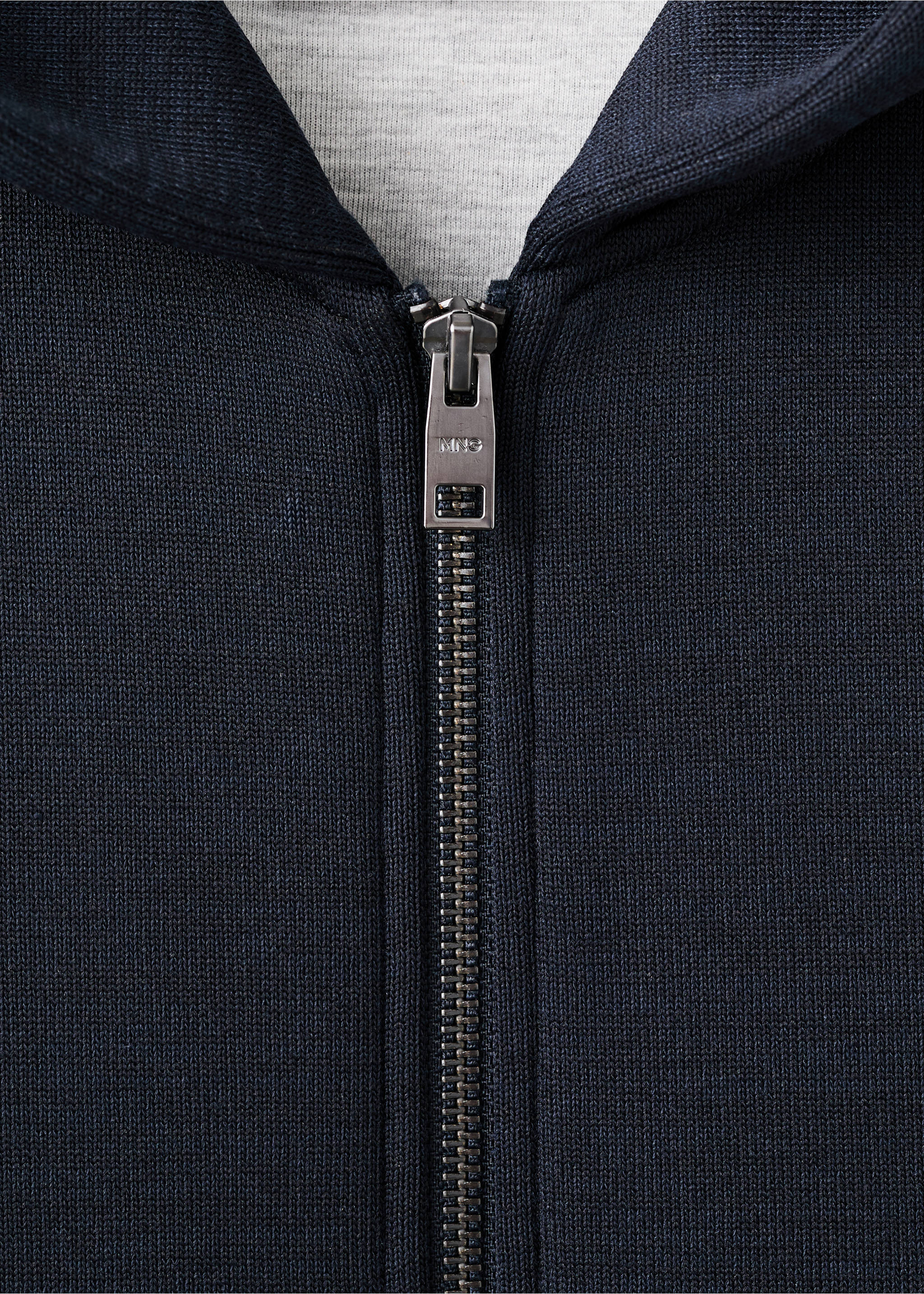 Neopren görünümlü fermuarlı sweatshirt - Ürün detayı 8, Lacivert. Ref: 27091257-00.