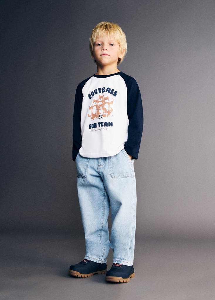 Printed cotton-blend t-shirt — Navy