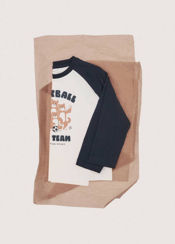Printed cotton-blend t-shirt — Navy