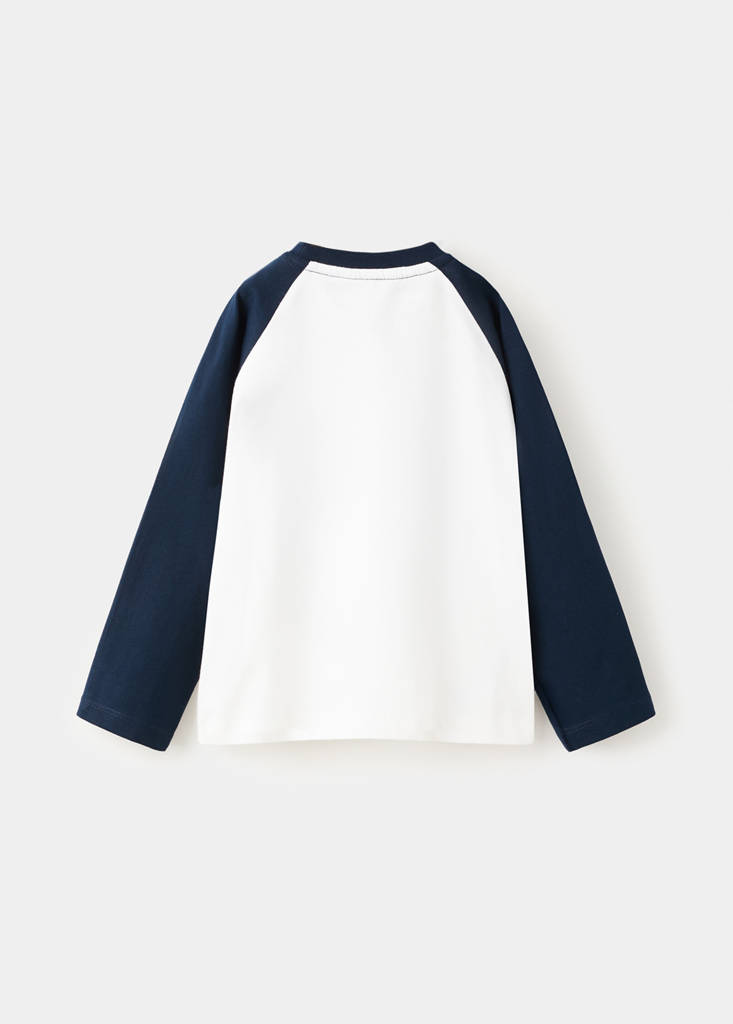 Printed cotton-blend t-shirt — Navy