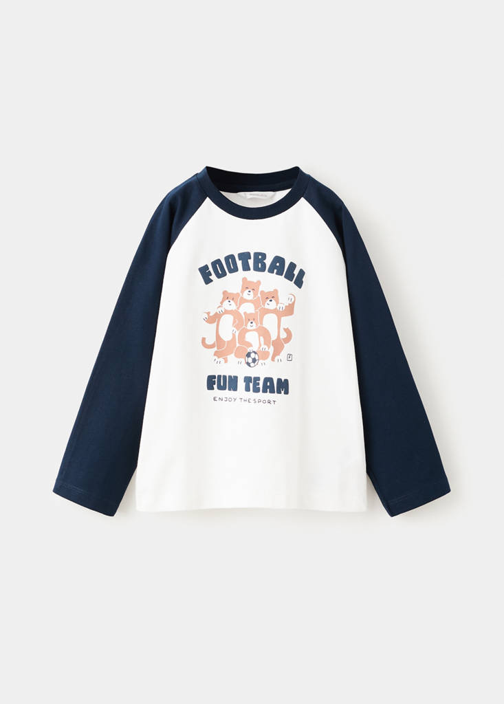 Printed cotton-blend t-shirt — Navy