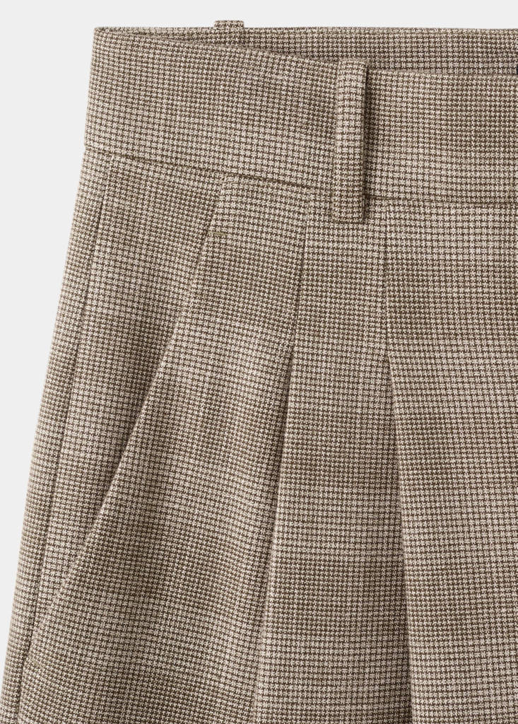 Wide leg check suit trousers — Brown
