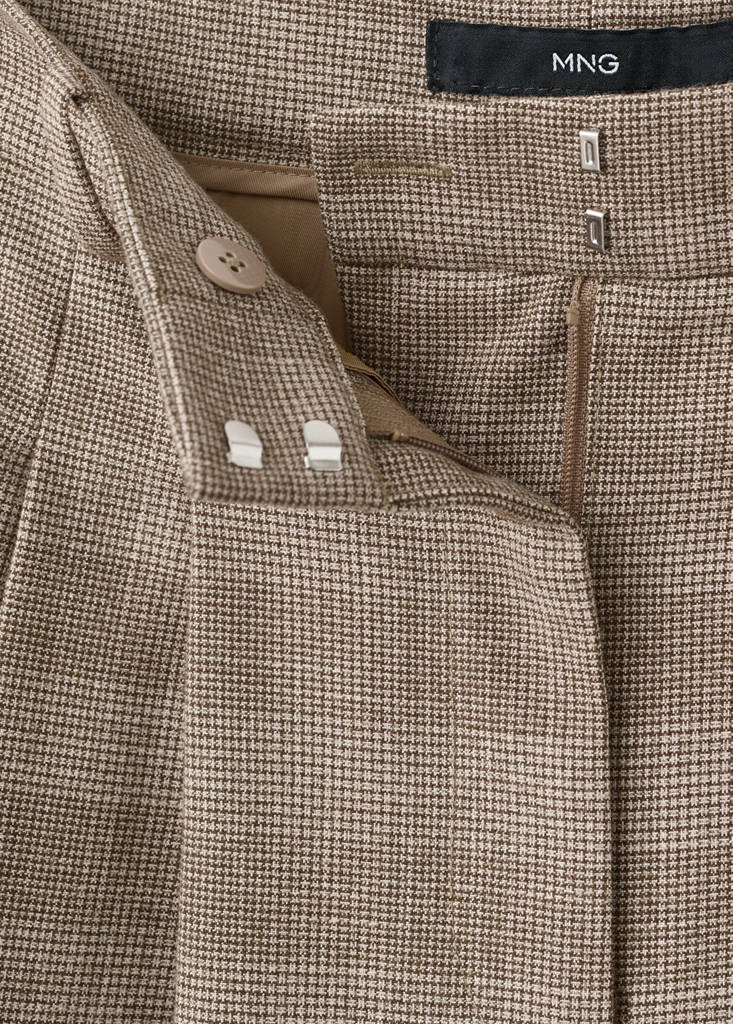 Wide leg check suit trousers — Brown