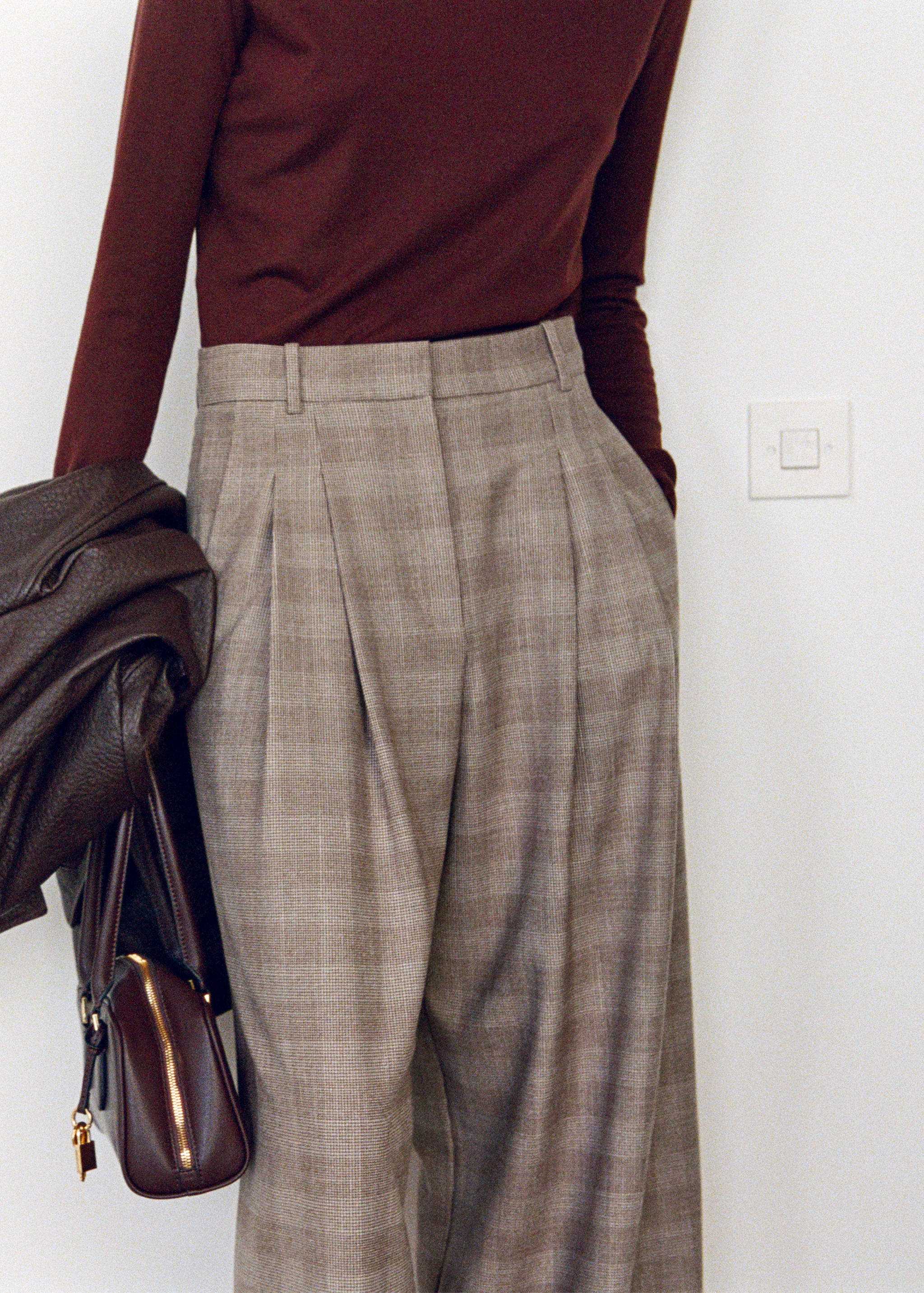 Wide leg check suit trousers - Medium plane