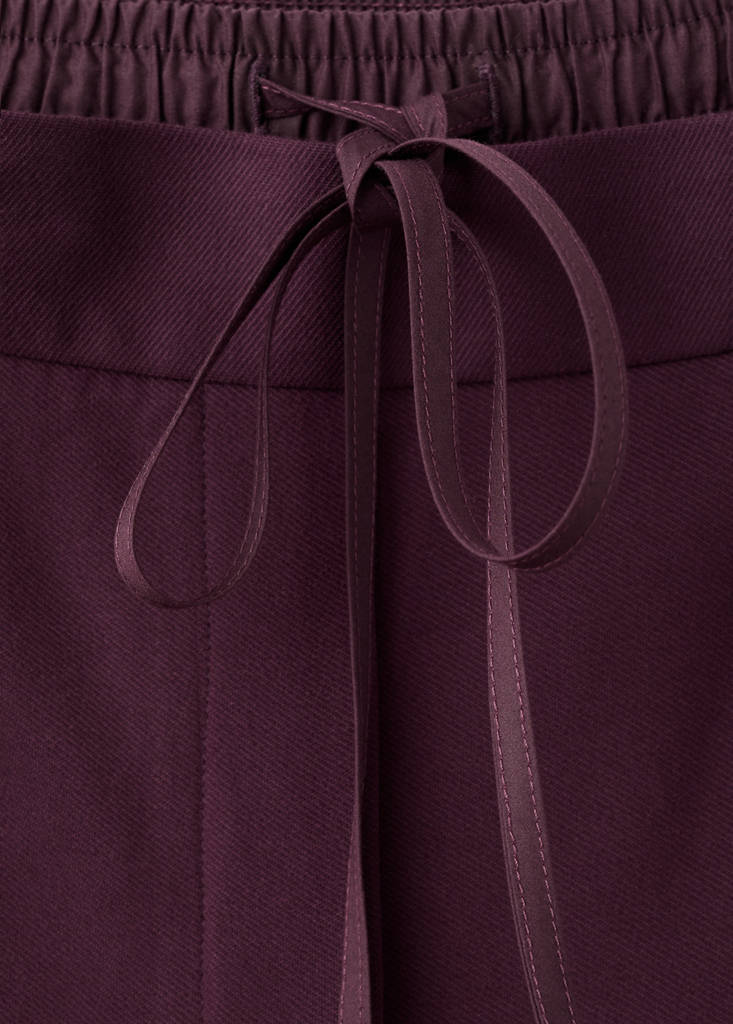 Pleated trousers with combined waistband — Maroon