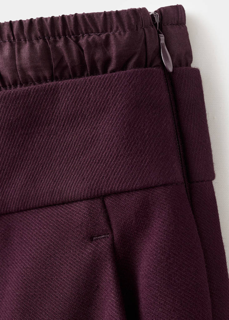 Pleated trousers with combined waistband — Maroon