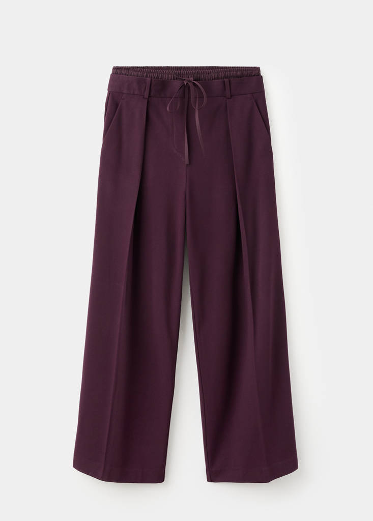 Pleated trousers with combined waistband — Maroon