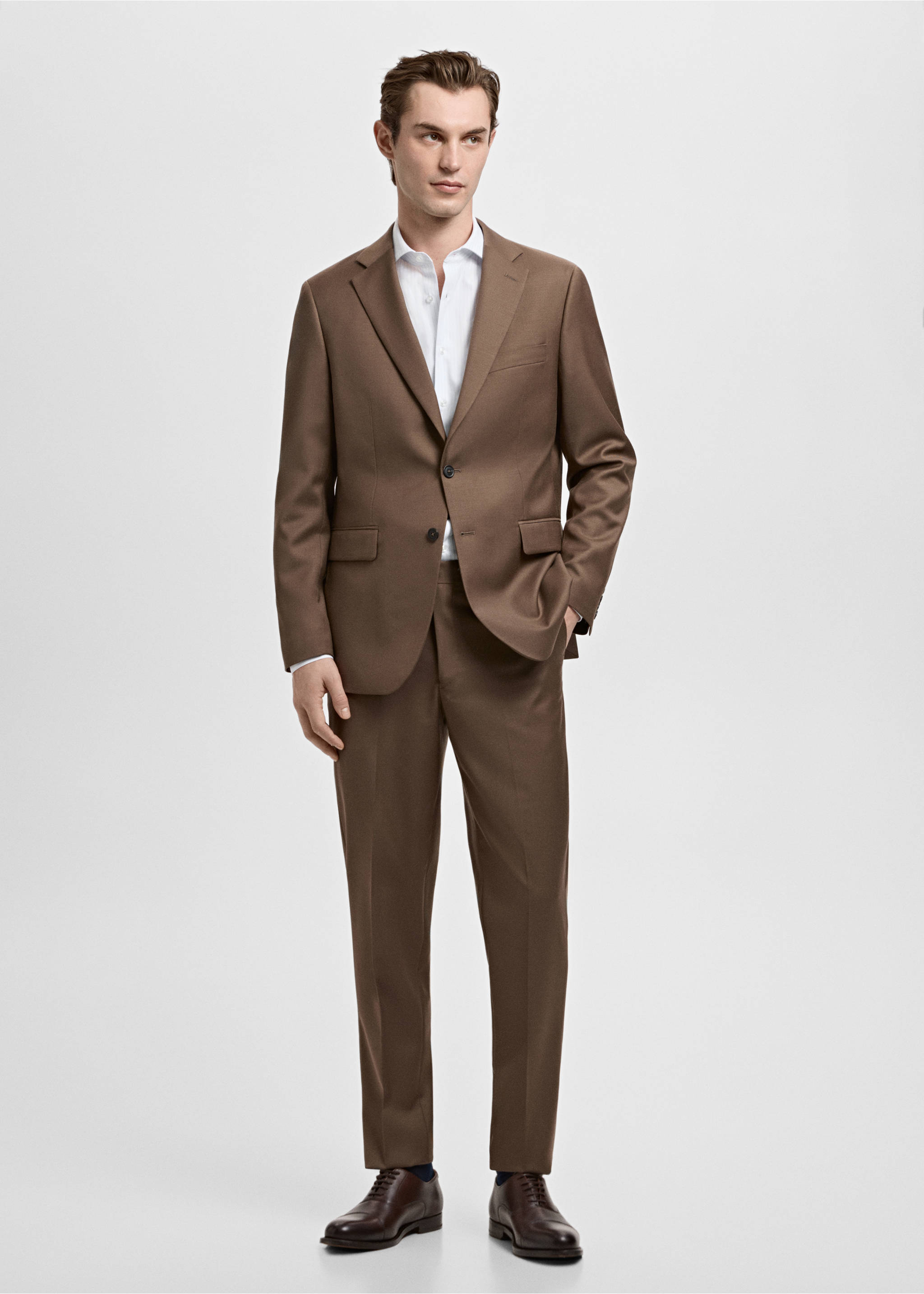 Camisa traje slim fit algodón rayas - Plano general, Azul celeste. Ref: 27091264-00.