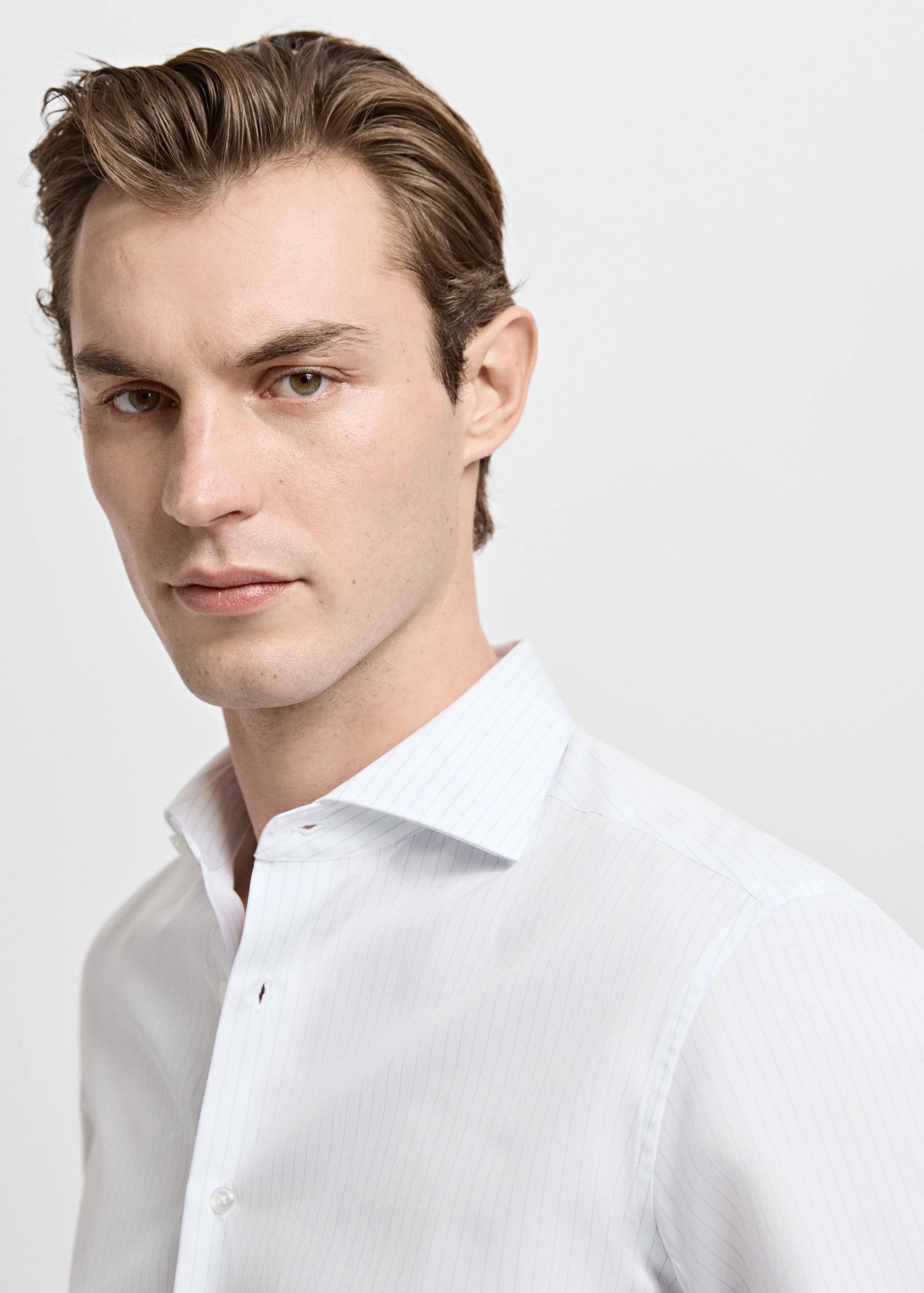 Slim fit cotton striped suit shirt - Details of the article 1