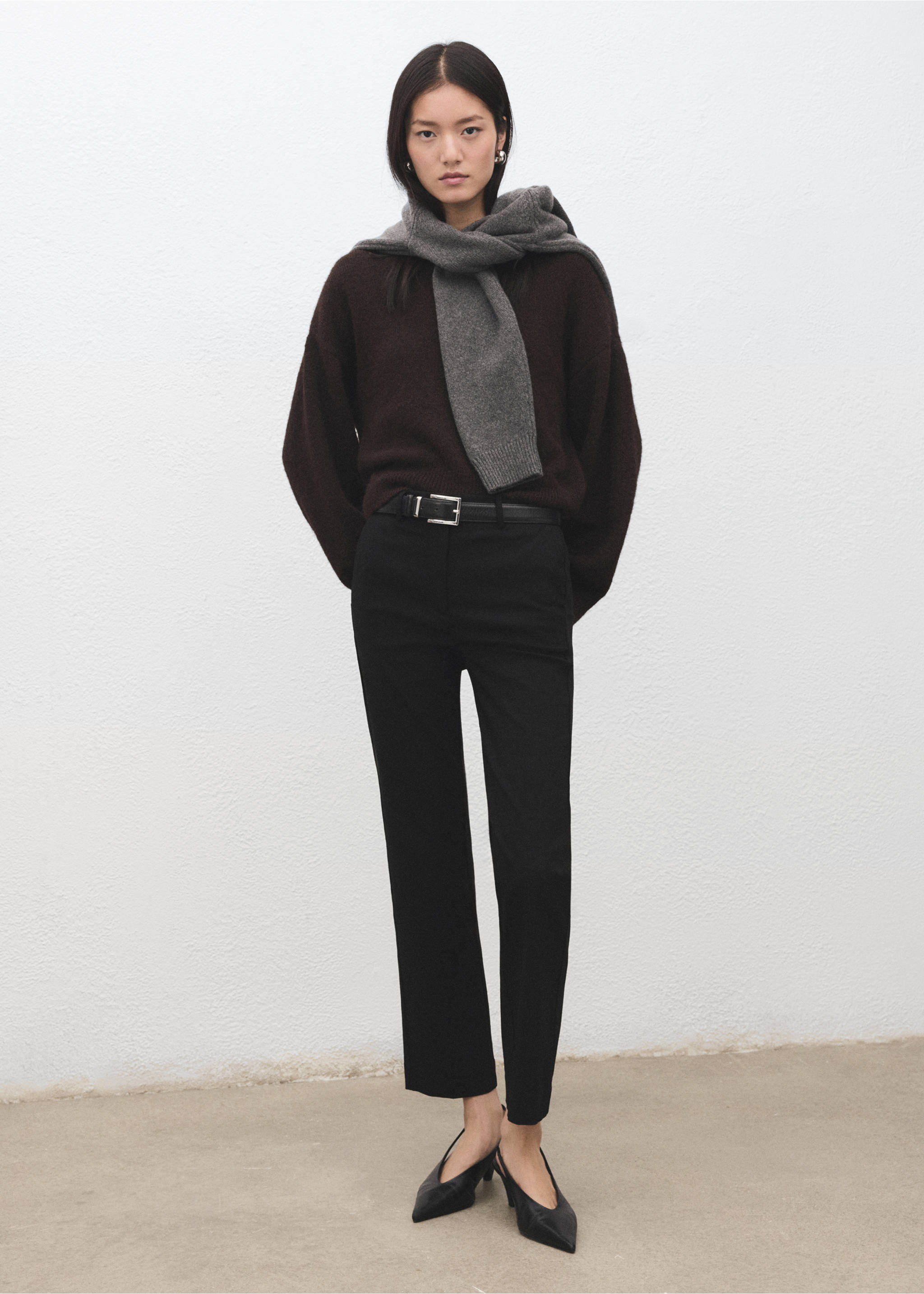 直纹裁七分裤 - null, 黑色. Ref: 27091266-00.