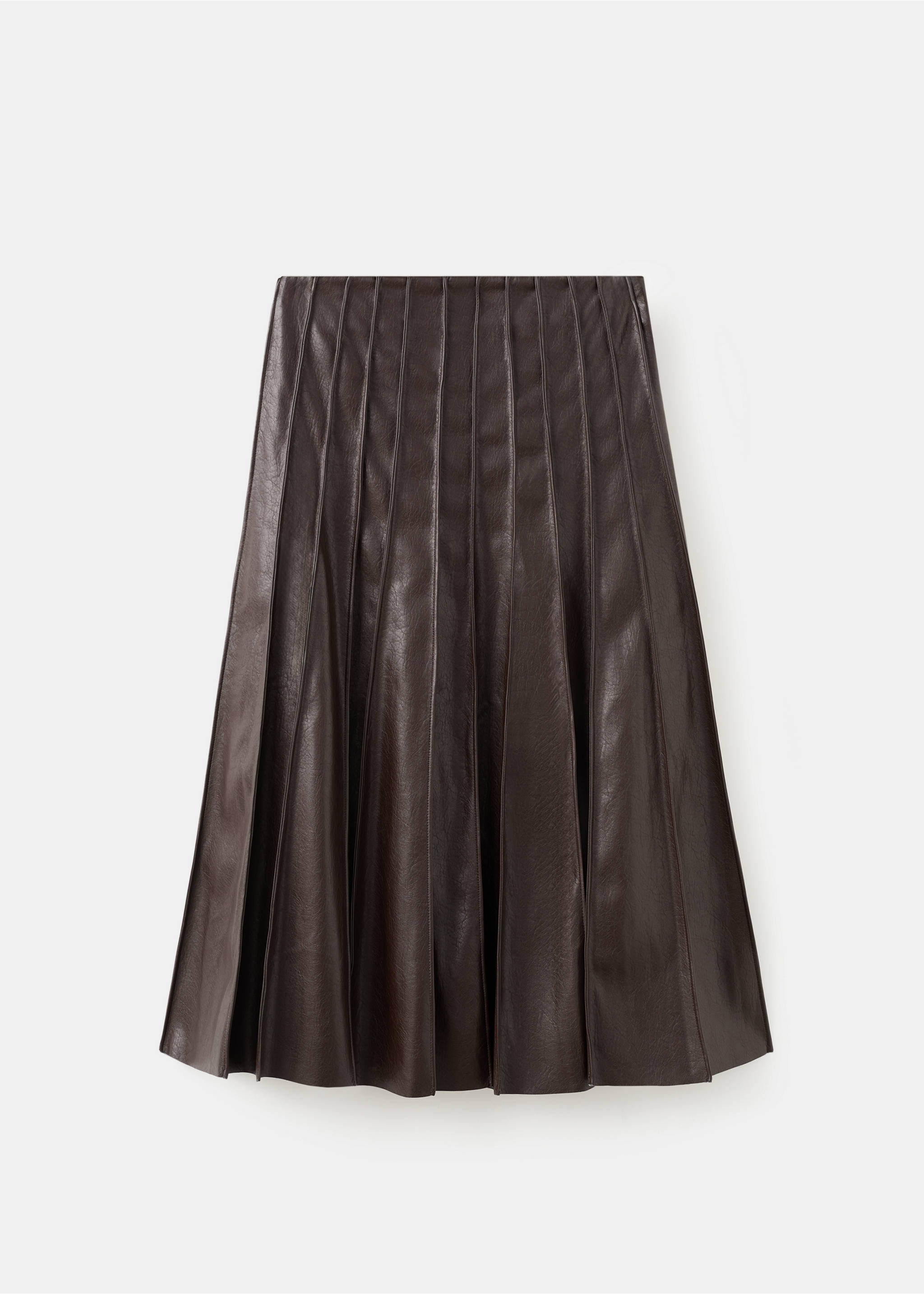 Faux-leather godet skirt - Article without model, Brown. Ref: 27091267-00.
