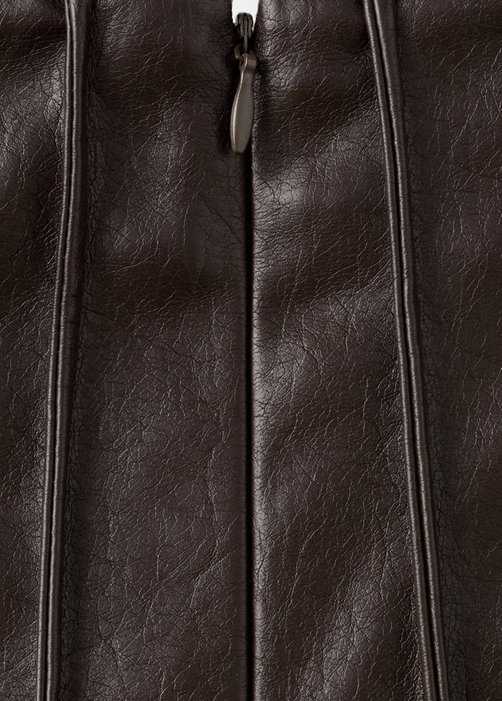 Faux-leather godet skirt — Brown