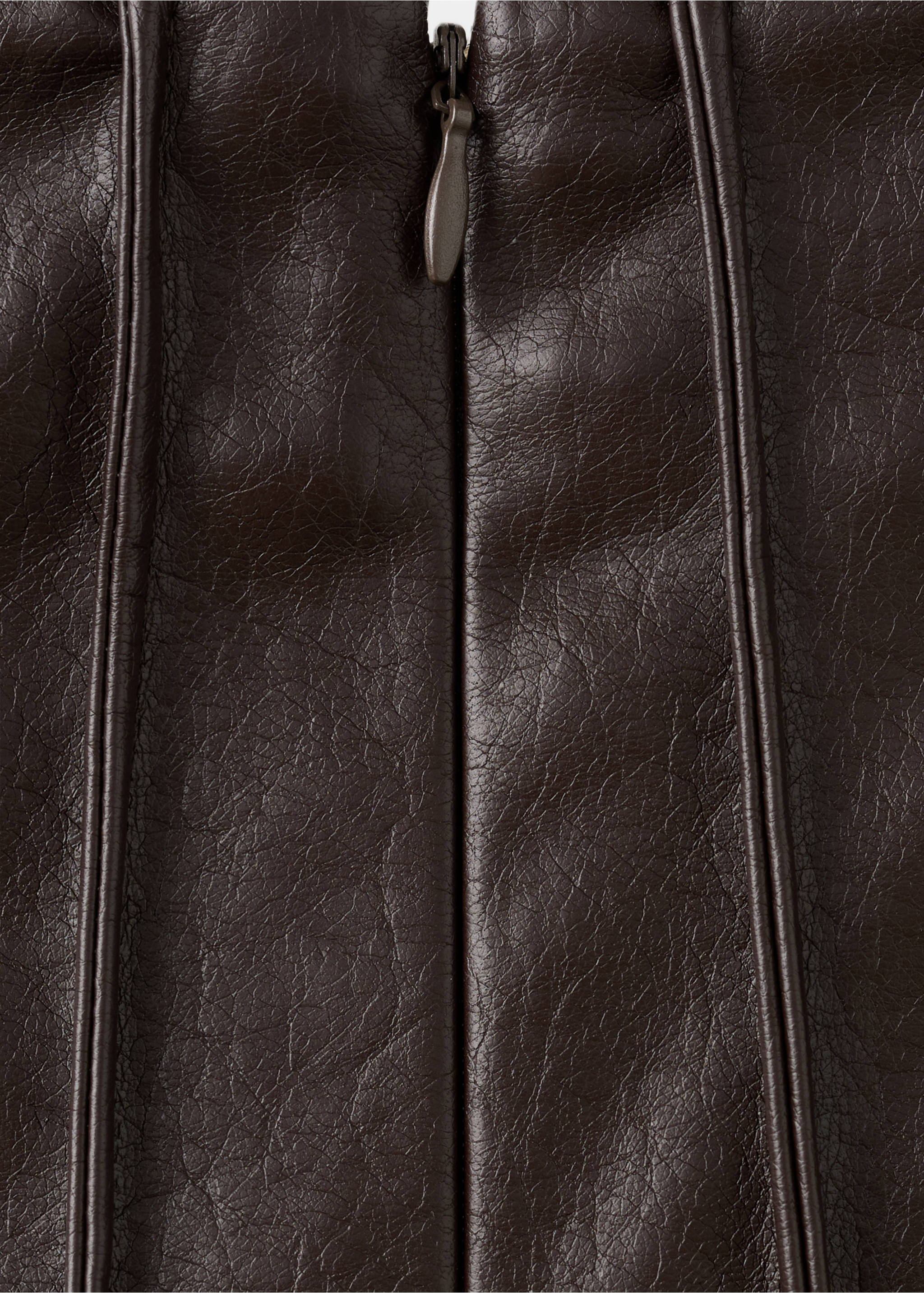Faux-leather godet skirt - Details of the article 8, Brown. Ref: 27091267-00.
