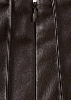 Faux-leather godet skirt — Brown 5