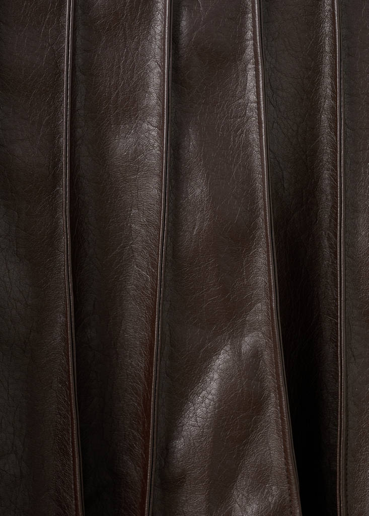 Faux-leather godet skirt — Brown