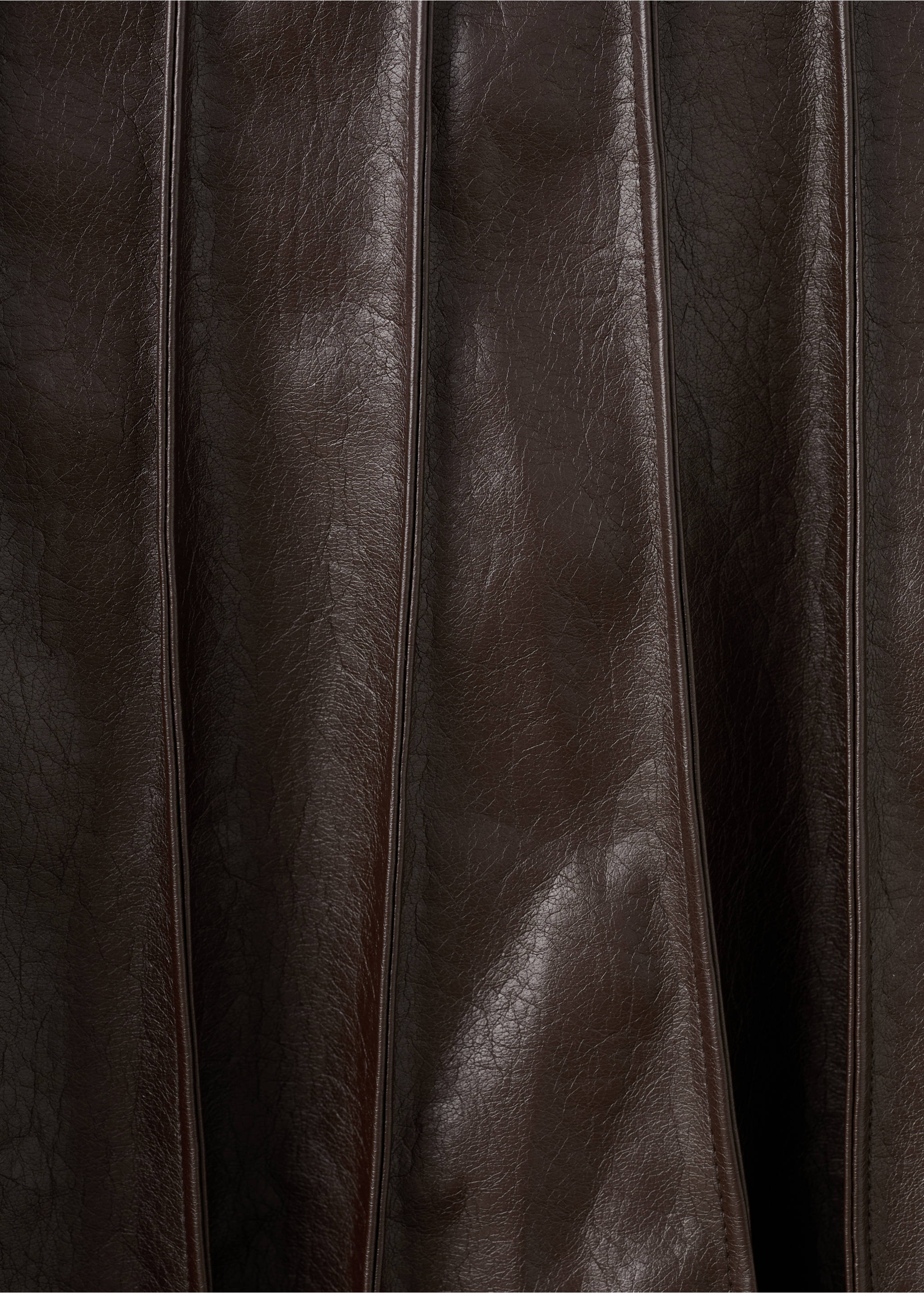 Faux-leather godet skirt - Details of the article 0, Brown. Ref: 27091267-00.