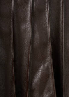 Faux-leather godet skirt — Brown 6