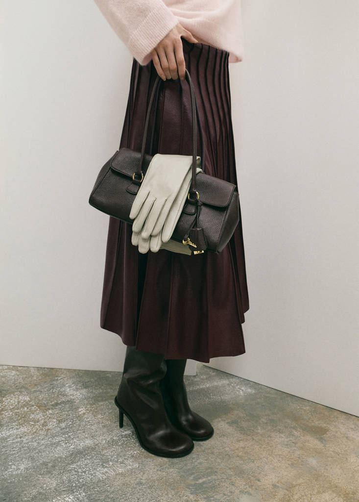 Faux-leather godet skirt — Maroon