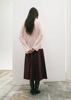 Faux-leather godet skirt — Maroon 3
