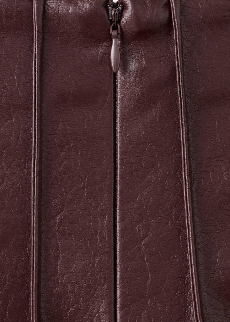 Faux-leather godet skirt — Maroon
