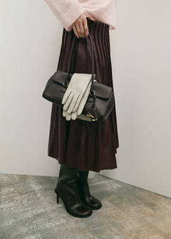 Faux-leather godet skirt — Maroon 8
