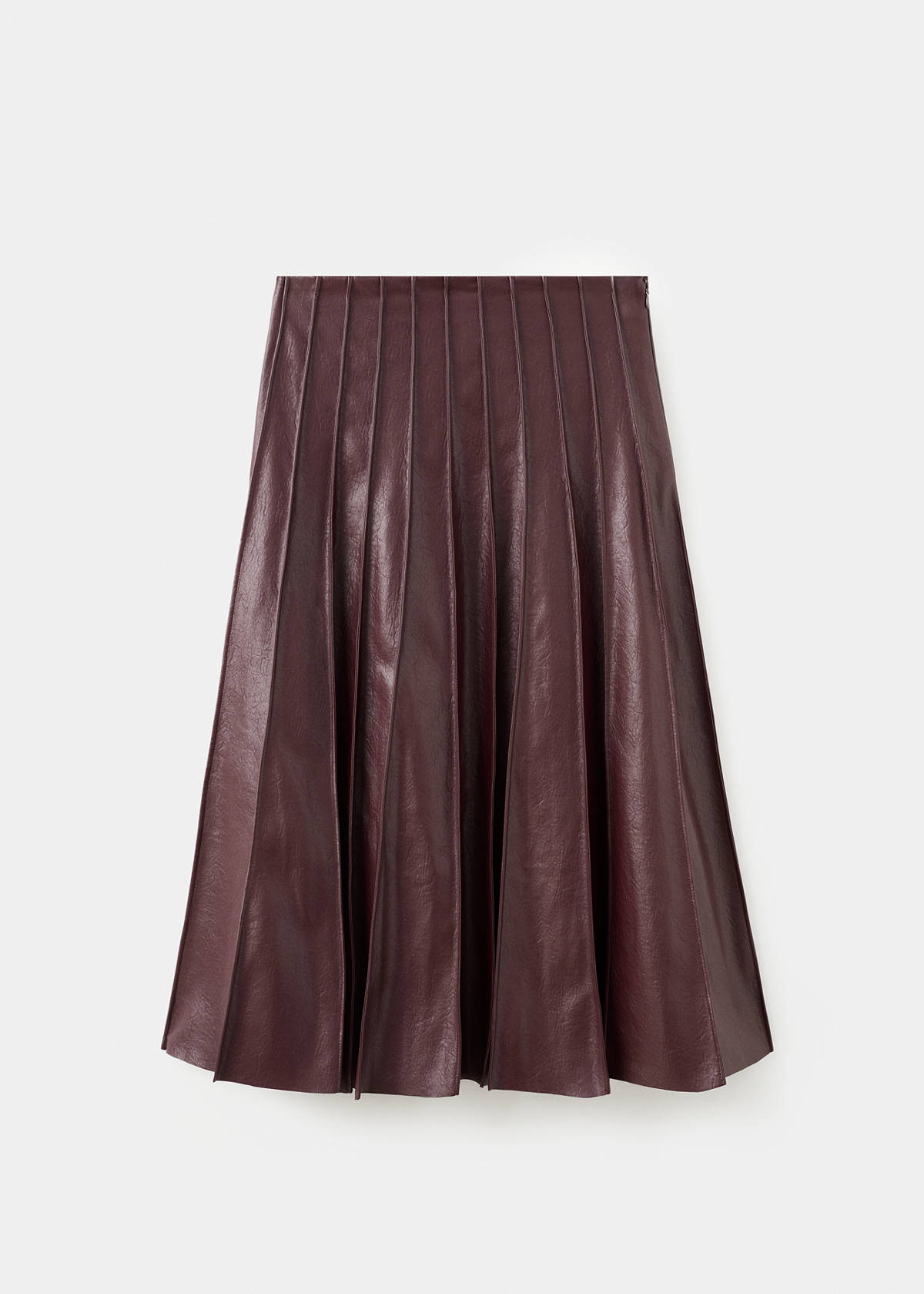 Faux-leather godet skirt — Maroon