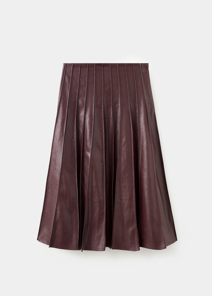 Faux-leather godet skirt — Maroon