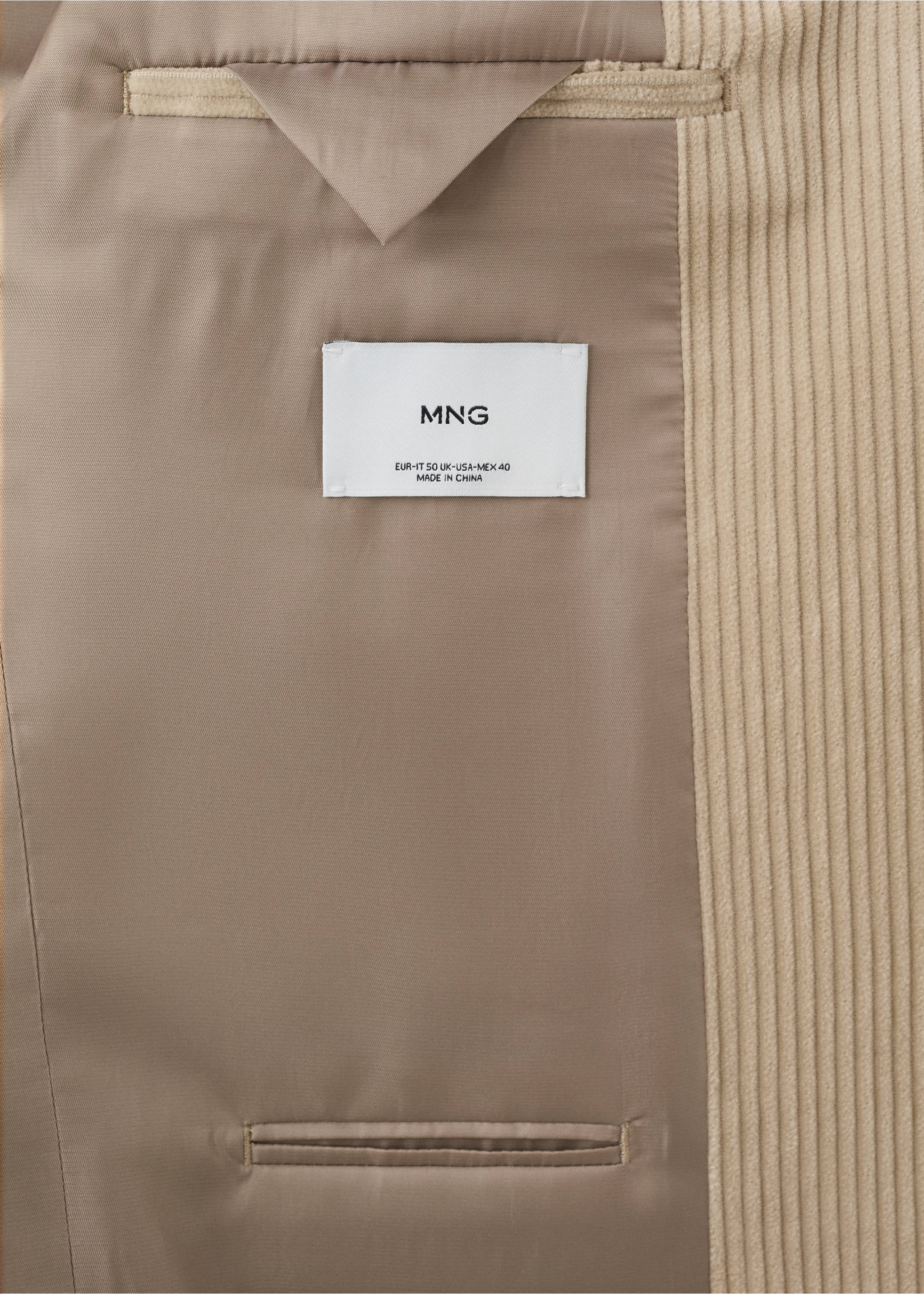 Blazer regular-fit velours côtelé - Détail de l'article 0, Beige. Ref: 27091268-00.